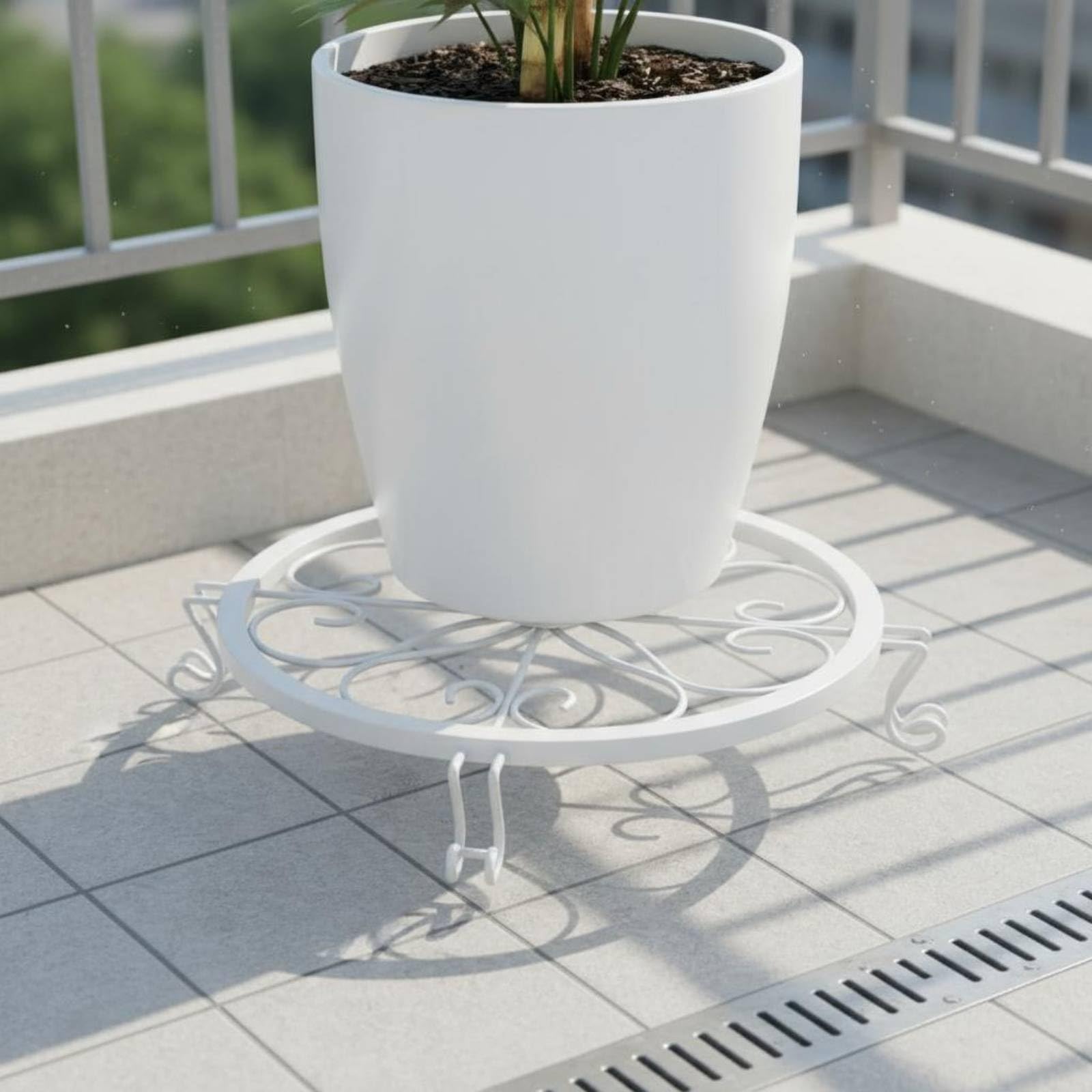 MagiDeal Supporto per Piante Ro per Fiori Vaso Portavasi da Terra per Balcone Giardino Decorazione Rustica Adatta per Soggiorno Terrazza , Nero , Grande 3 Pezzi