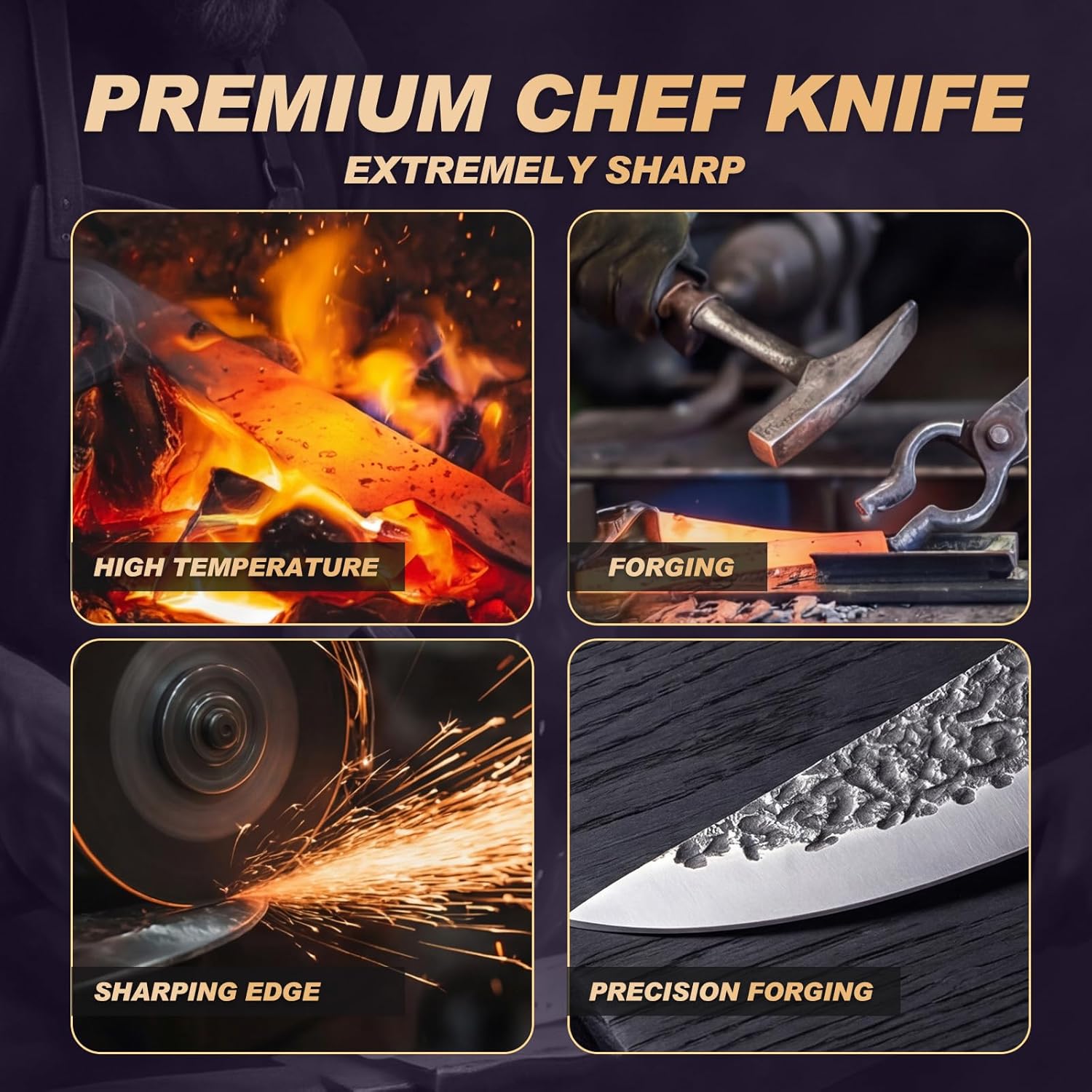 Viking Knife, Butcher Knife Hand Forged Boning Knives, Japanese Paring knives Kitchen Chopping for Meat Cutting Chefs Cleaver Camping Cooking, BBQ, Gifts for Men