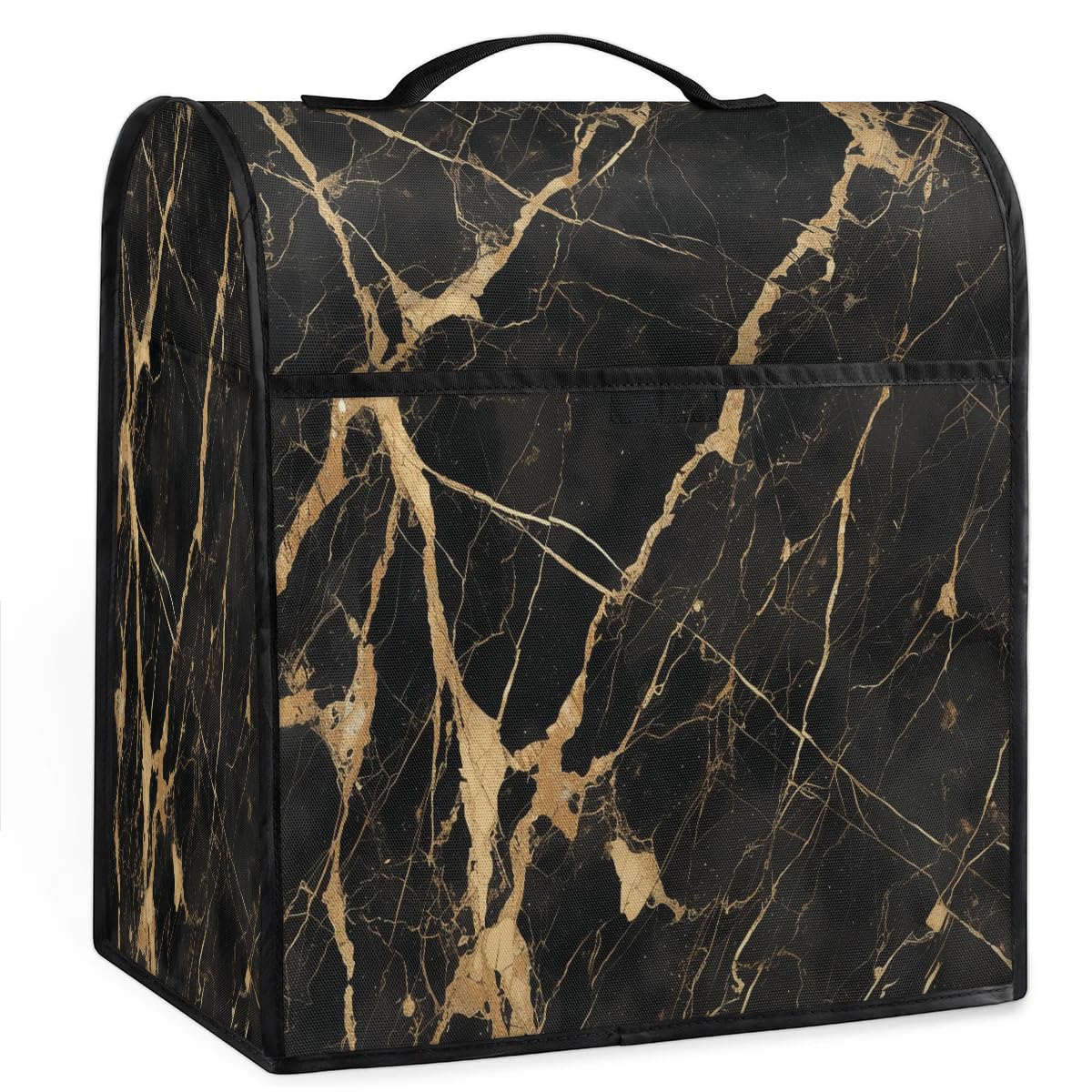 Sabokido Black Gold Marble Kitchen Aid Mixer Cover Compatible with 6-8 Quart Kitchen Aid Tilt Head & Bowl Lift, Stand Mixer Cover with Pockets and Handle, Dust Cover Accessories