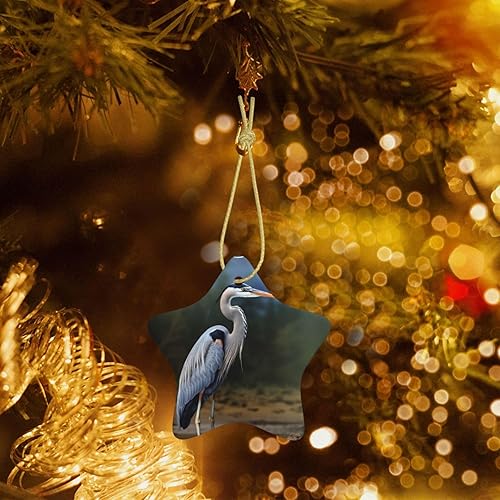 Miniatura 6 de Adornos para árbol de Navidad, garza de cerámica, decoración colgante para árbol de Navidad, bonita decoración colgante en forma de estrella,