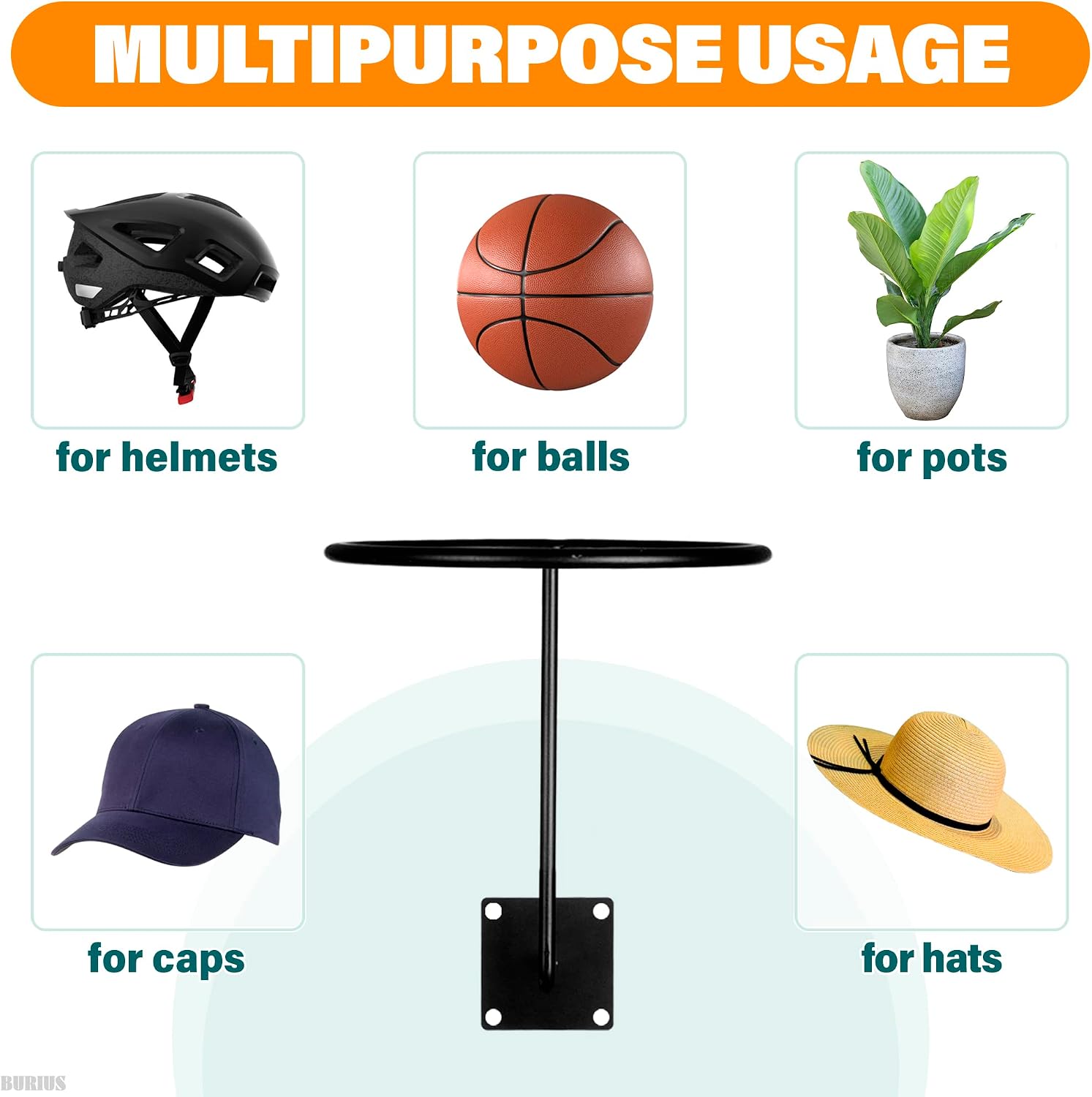 9Pcs Wall Hat Rack Helmet Stand - Black Metal Baseball Hat Organizer Hat Display Rack Helmet Holder Wall Mount Closet Storage- Wig Stand Home Organization Motorcycle Helmet Accessories Cowboy Hat Rack