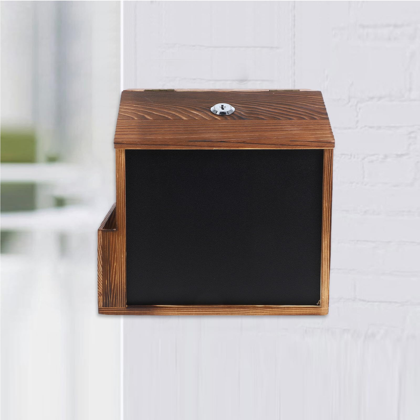 Caja de Donaciones de Madera y Superficie Pizarra con Cerradura Buzón de Pared Incluye Tornillos para Montaje para Sugerencias y Propinas en Restaurantes