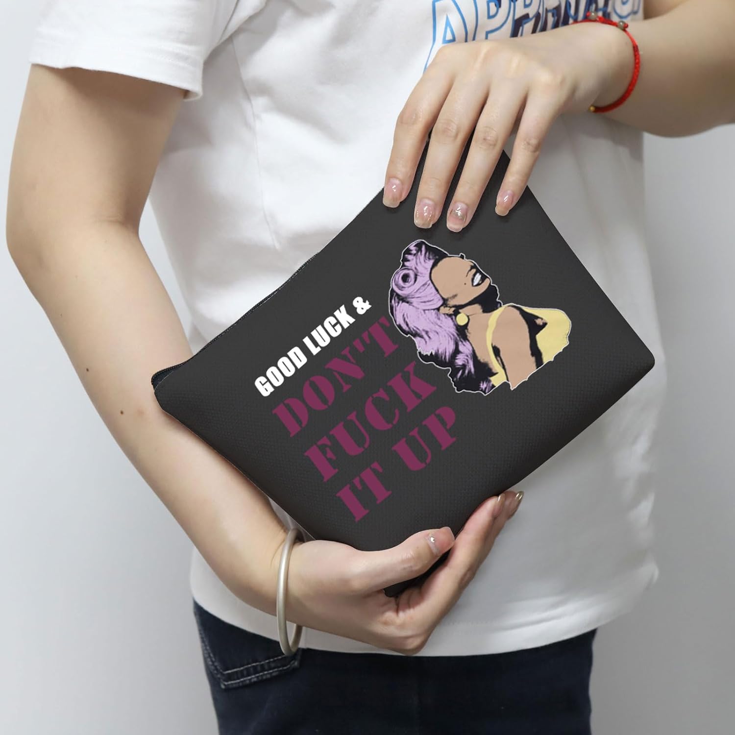 MNIGIU RP Fan Gift Drag Race Cosmetic Bag Good Luck & Don't Fck It up Makeup Zipper Pouch for Drag Queen Fans (Good Black Bag) - Image 4