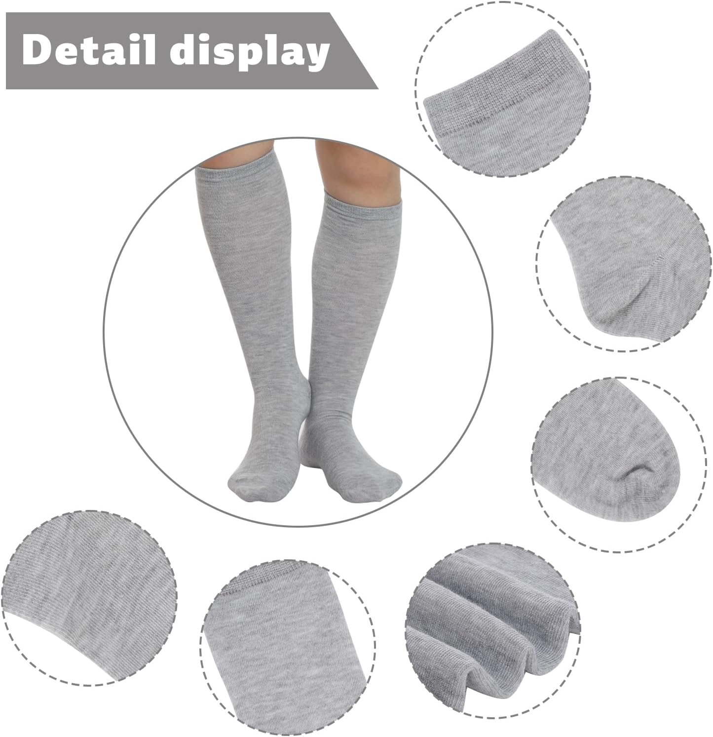 Dxhycc 3 Pairs Girls Knee High Socks Soft Cotton School Uniform Dress Socks Long Over The Knee - Image 5