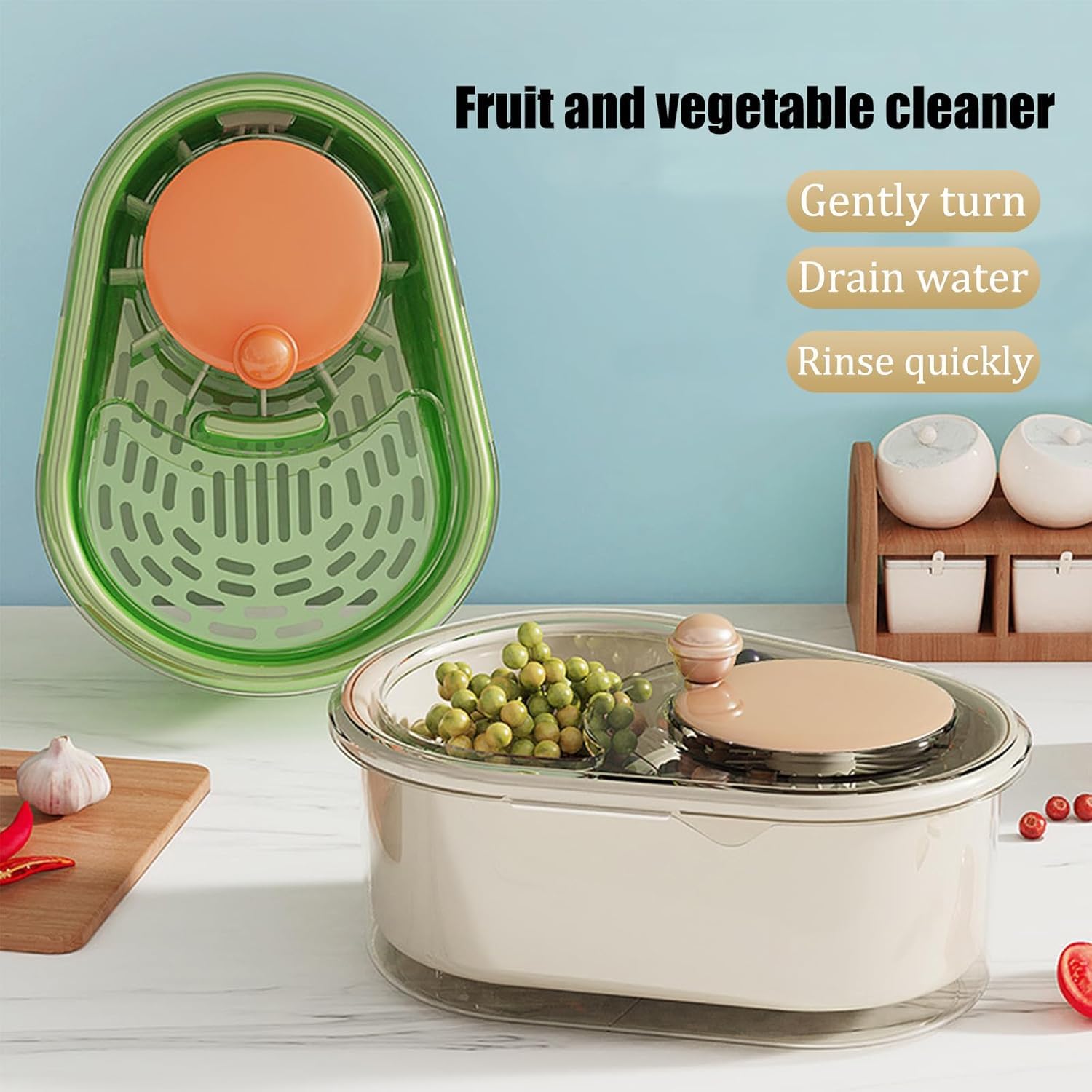 Centrifugador de lechuga, lavadora de verduras, secadora de frutas y verduras con escurridor para un lavado y secado eficientes, herramienta de cocina compacta para preparación de productos frescos