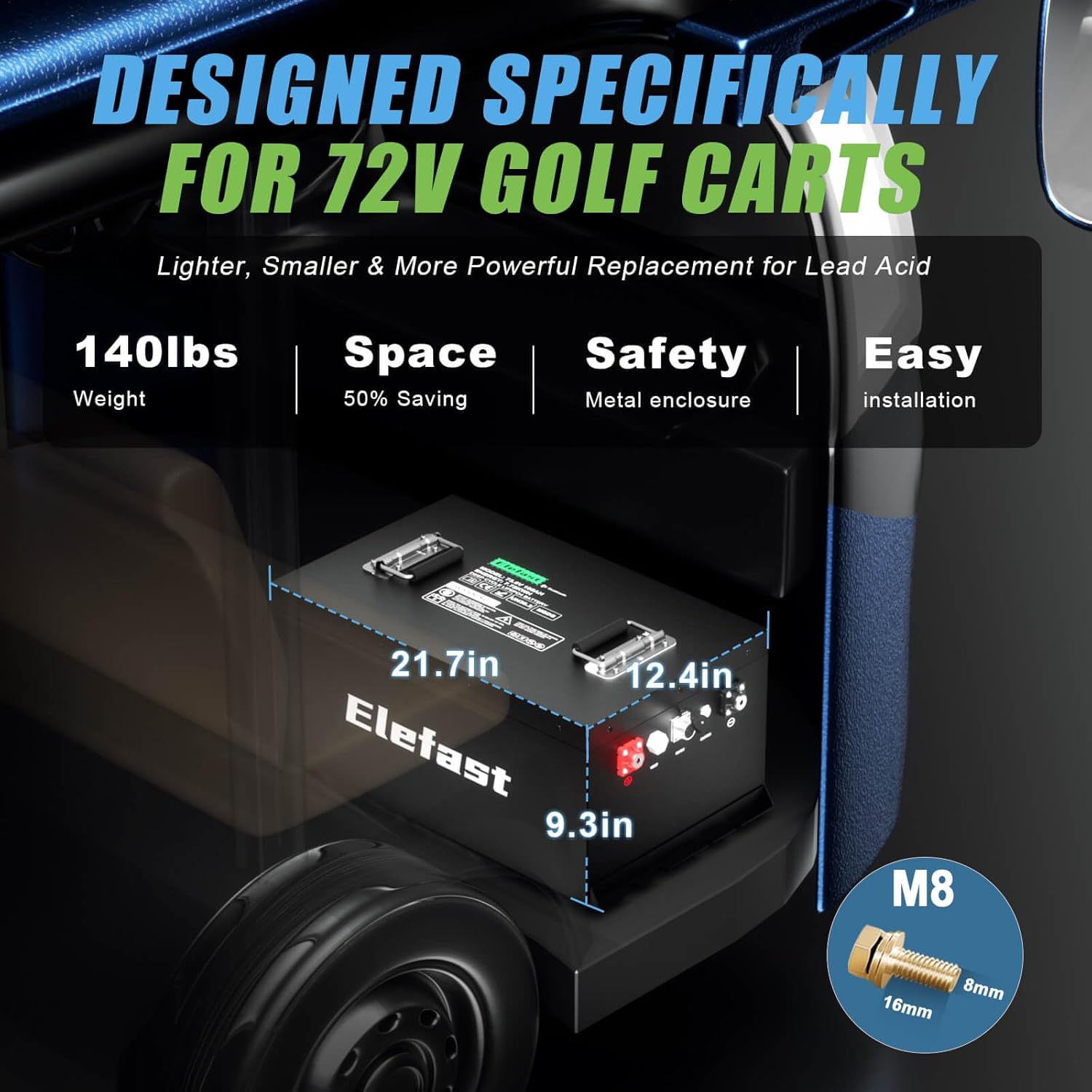 Elefast Battery Dimensions in Golf Cart