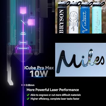 SCULPFUN iCube Pro Max 10W Laser Engraver with Smoke Filter, Portable Laser Cutting Engraving Machine for Wood Paper, Support Sculpfun APP/Win/MAC/iOS/Android/Linux