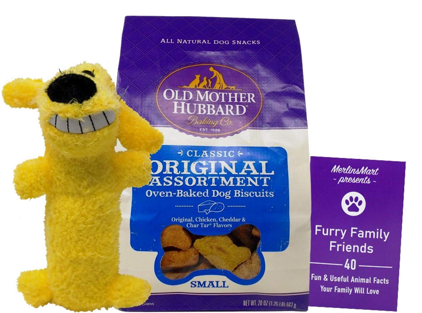 Old Mother Hubbard Classic Original Assortment Dog Treats - Small Size Snacks (20 Ounces) - Plus Squeaker Toy and Fun Animal Facts Booklet Bundle