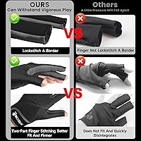 Vista 3 de YFY Billiard Pool Gloves for Left Hand 3 Finger, Splicing Process, Snooker Cue Sport Glove Popular Sizes for Men & Women