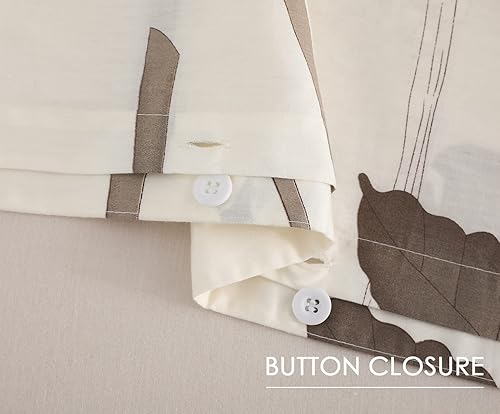 Miniatura 5 de SLEEPBELLA Funda de edredón tamaño Queen, 600 hilos de algodón con patrón de flores botánicas impresas, funda de edredón reversible