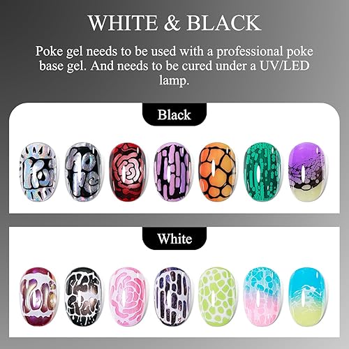 Miniatura 5 de Juego de esmaltes de uñas de gel Poke blanco y negro con base profesional Poke Gel Pintura de gel multifuncional para uñas de diseño artístico con