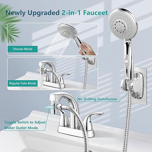 Miniatura 4 de Aolemi Accesorio rociador de manguera para grifo de fregadero (5 adaptadores) Cabezales de ducha de mano para baño con manguera para lavar la cara y