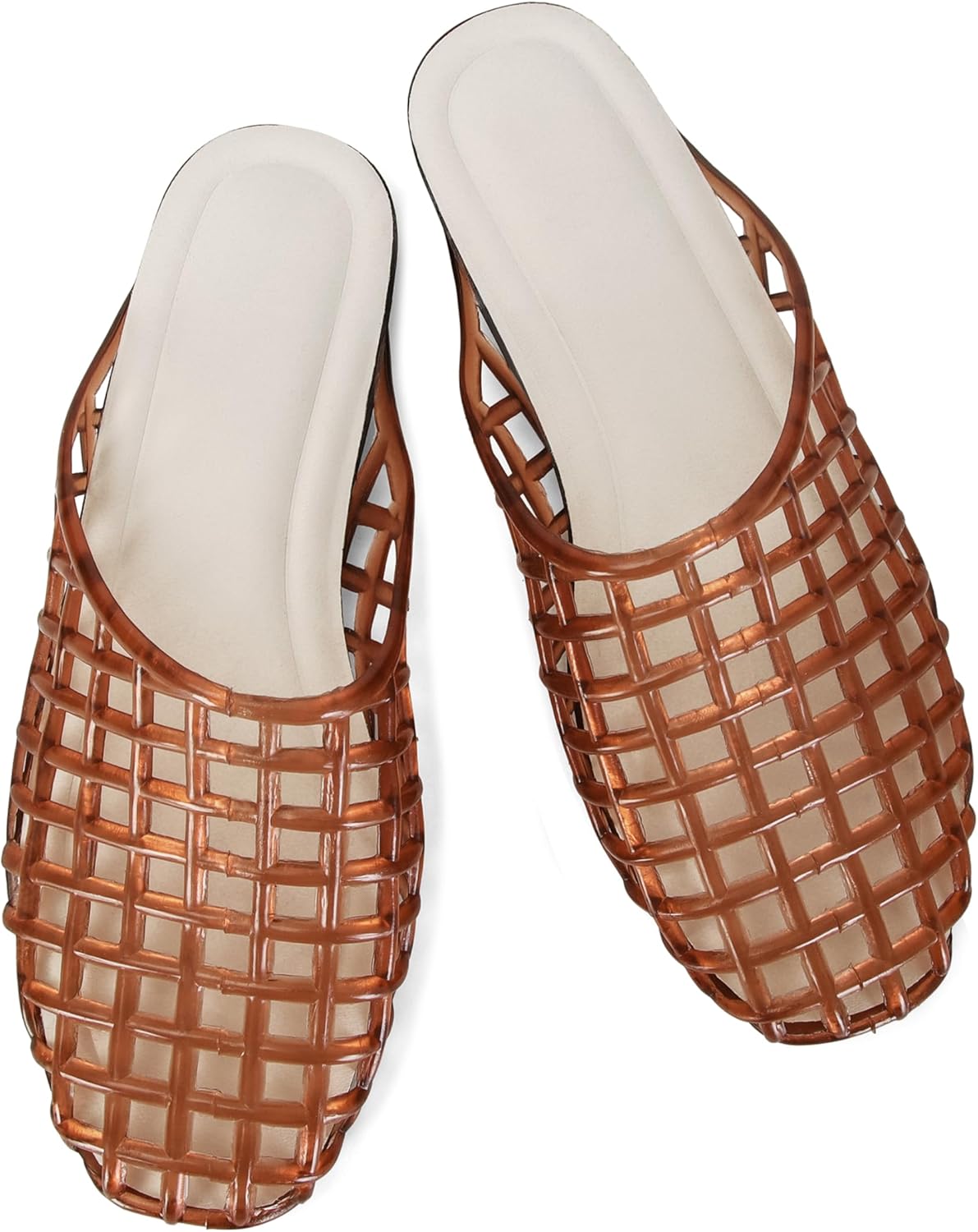 Women's Red Jelly Mesh Slides, Comfortable Flat Slip On Sandals, Casual Summer Beach Slippers - Image 5