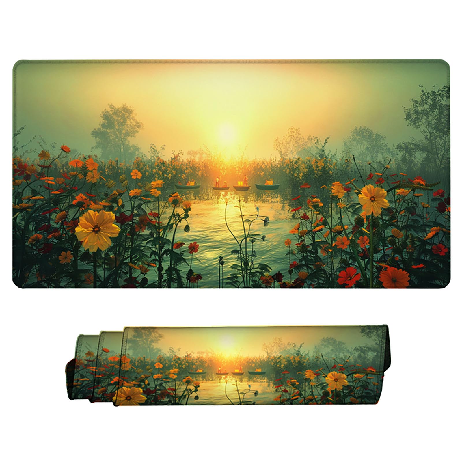 Żółta podkładka pod mysz XXL, podkładka na biurko, 1200 x 600 cm, szyte krawędzie, antypoślizgowa, gumowa podstawa, podkładka pod mysz, stabilna przyczepność na gładkich powierzchniach, poprawia