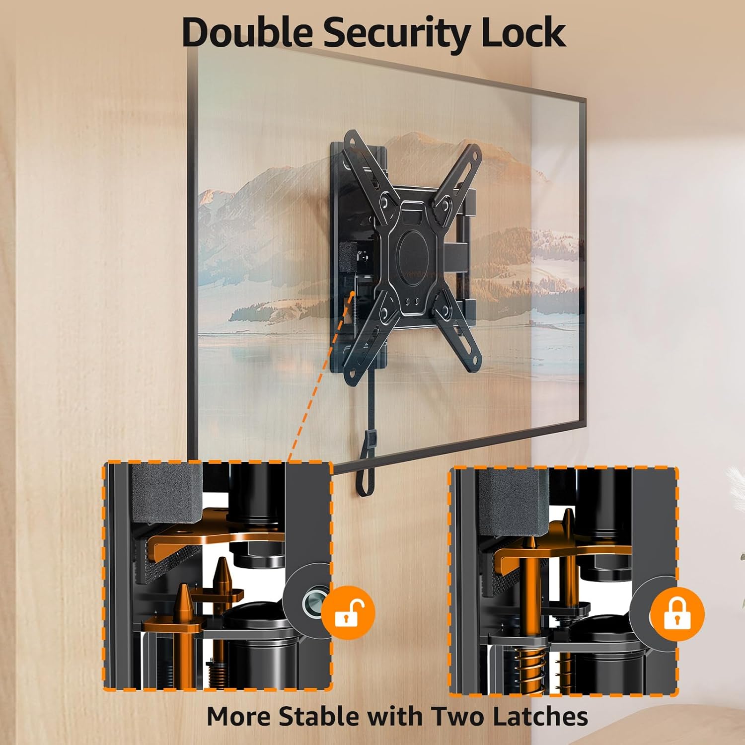 GOFORWILD Lockable RV TV Mount, Full Motion RV Mount for Most 13-43 inch TV, TV Wall Mount for Camper Truck Trailer Marine Boat Motor Home, Max VESA 200x200mm, up to 33LBS, 7021