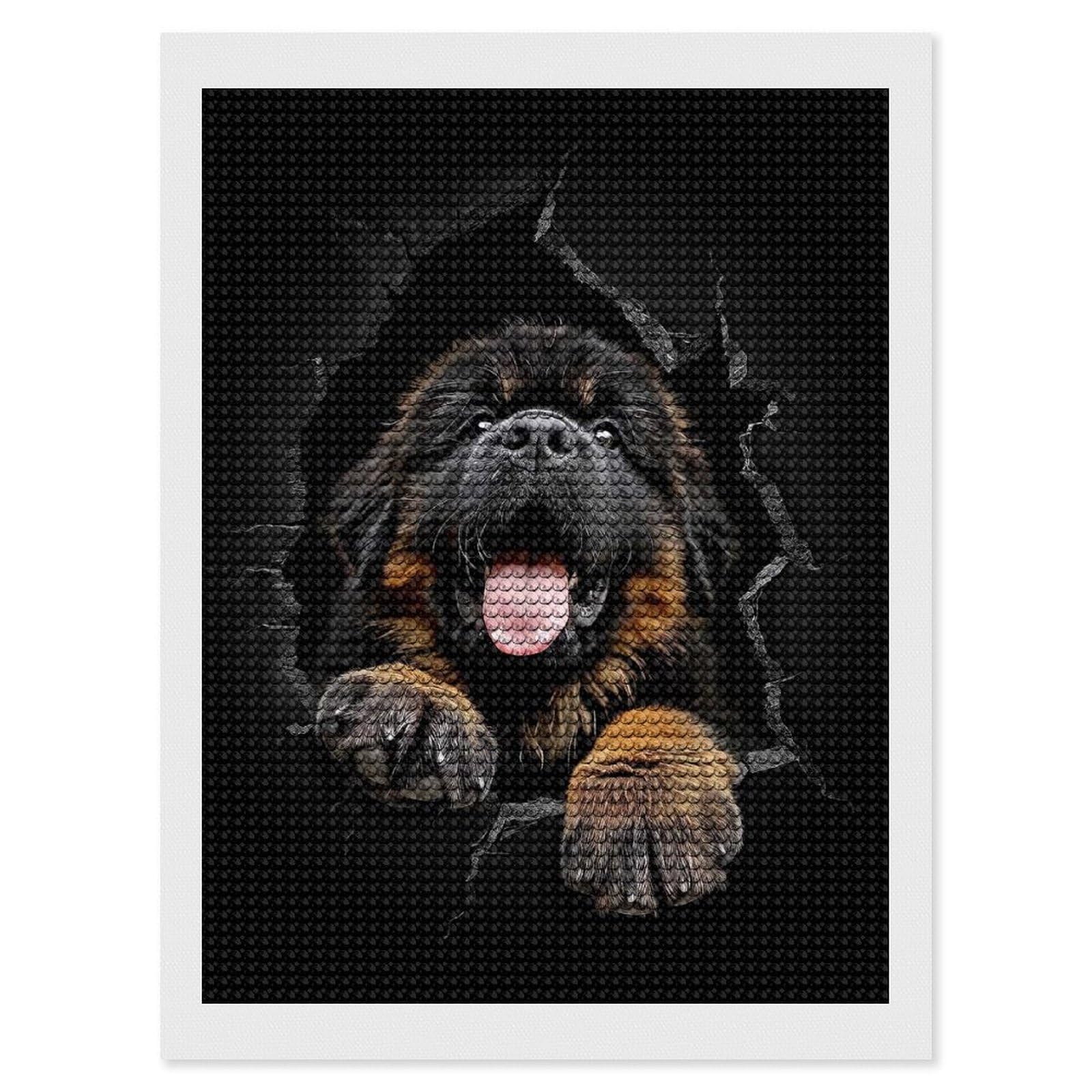 Junmoney Tibetan Mastiff Diamond Art Kit 12"x16", Bedroom Decor, Adhesive Canvas, Full Kit Included, Thoughtful Present, Birthday Gift