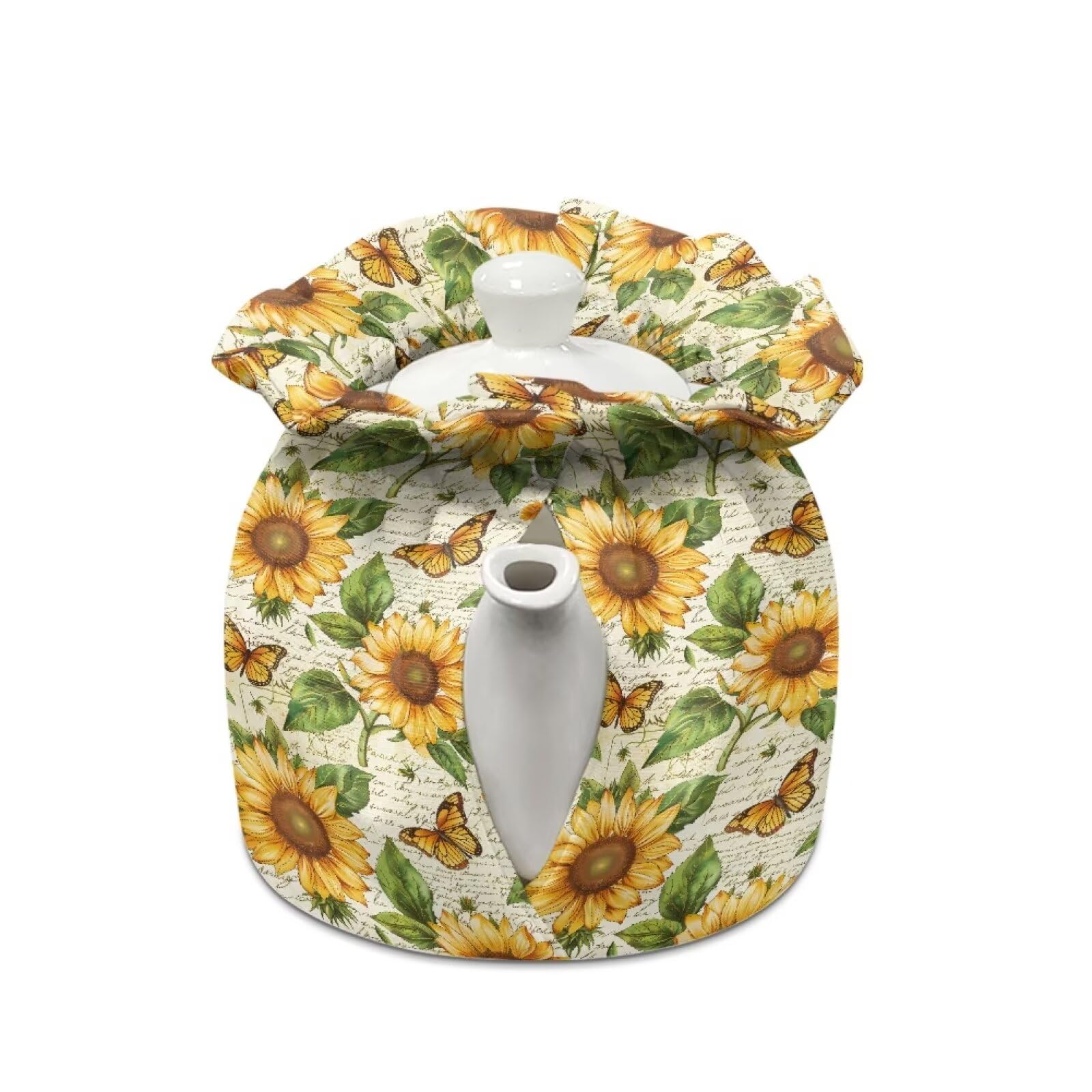 LedBack Tea Pot Cover Coffee Pot Sunflower Butterfly Print Insulated Kettle Cover Keep Warm Both Sides Can Be Used Tea Cosy for Home Kitchen Decor