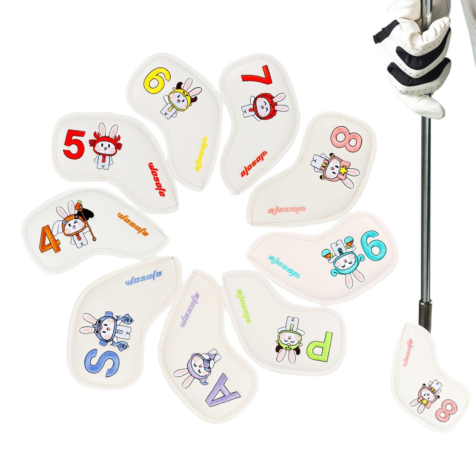 Housses pour têtes de Clubs de Golf - 9 pièces Accessoires de Golf Motif Lapin de Pâques | Étui pour Bois de Parcours | pour Les Femmes, Petites amies, mères, pères, Grands-pères, Les golfeurs, e