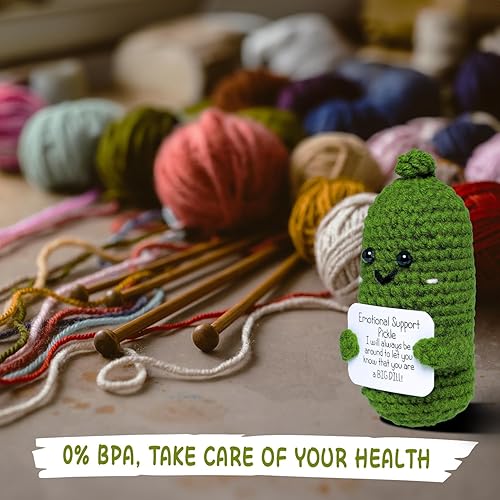 Miniatura 5 de Handmade Funny Positive Pickle Crochet Pickle Stuffed Crafts Amigurumi Pickle Plush Emotional Support Pickle for Birthday Christmas Gifts