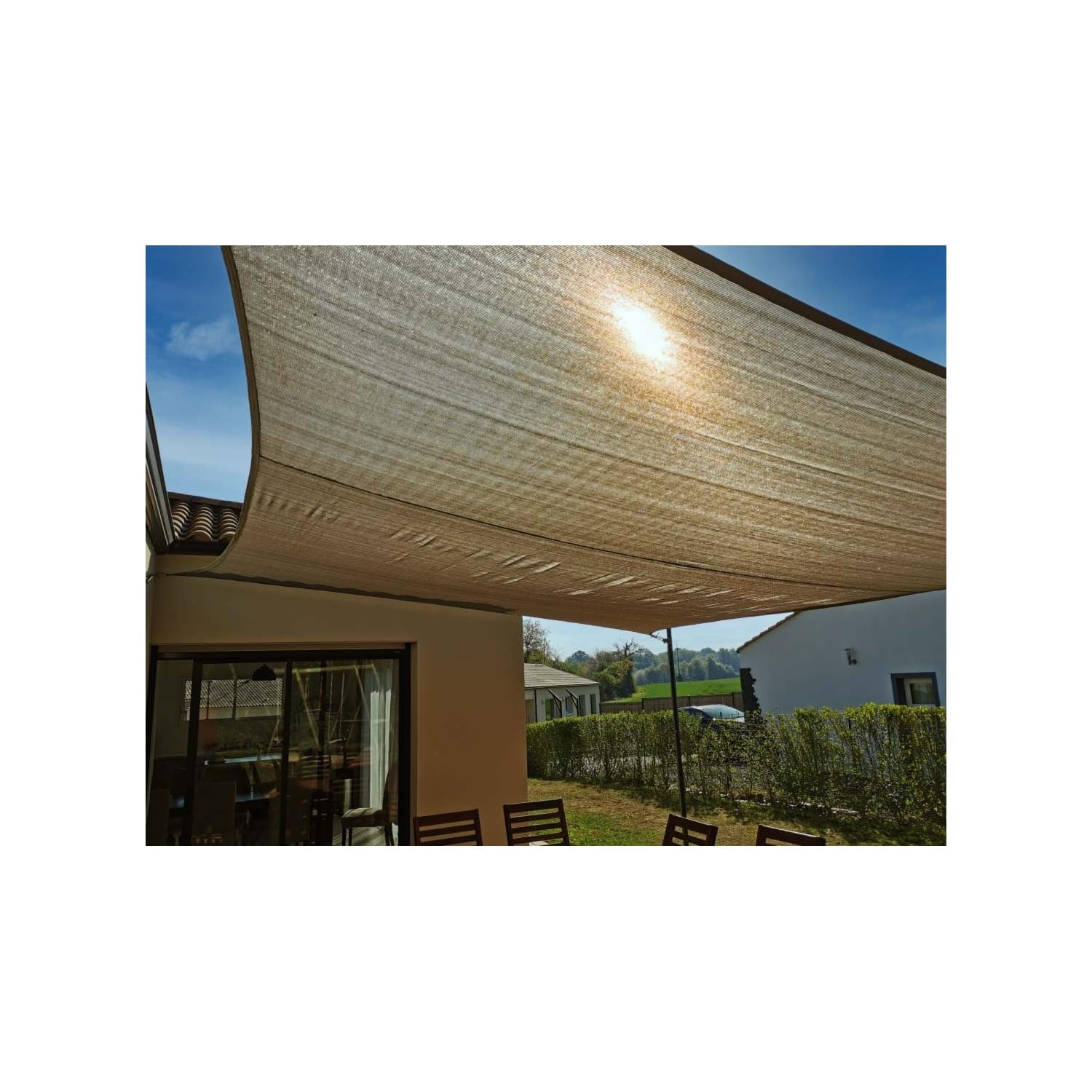 Vela Ombreggiante Quadrata in HDPE 4x4 m Cloud – Traspirante UV, Anelli Acciaio Inox, Antimuffa – Per Giardino e Terrazza