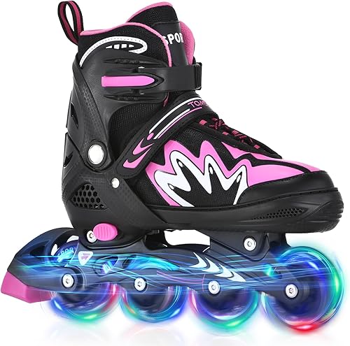 Miniatura 8 de TOMSHOO Adjustable Inline Skates for Kids Outdoor Roller Skates with Full Light Up Wheels Fun Illuminating Skates for Girls and Boys Gift
