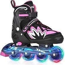 TOMSHOO Inline Skates for Girls Boys, Skates 4 Adjustable Sizes, LED Wheels, Inline Skates for Kids, Girls, Teens Beginners