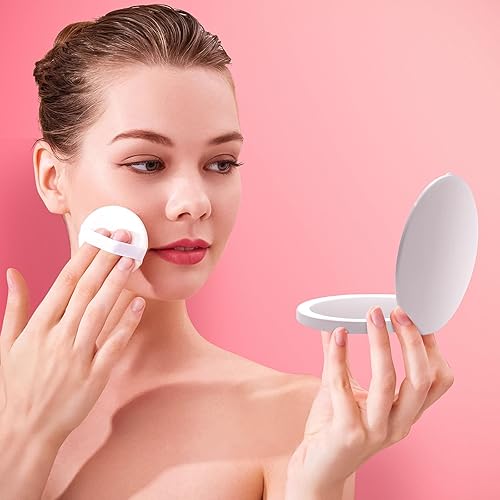 Miniatura 7 de Espejo de maquillaje compacto con 3 luces de color, aumento 3X, interruptor recargable y automático, espejo portátil de viaje para bolso o bolsillo,