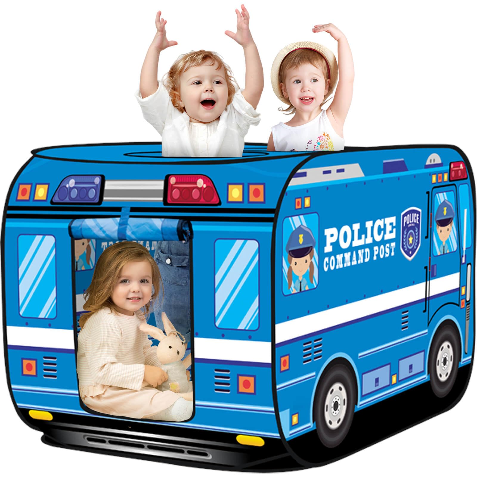 Britik Pop Up Play Tent for Kids Aged 3-5 Years Old Boys and Girls : Police Car Playhouse Toy Play Tents for Toddlers 3-5 Kids Tent Indoor Outdoor