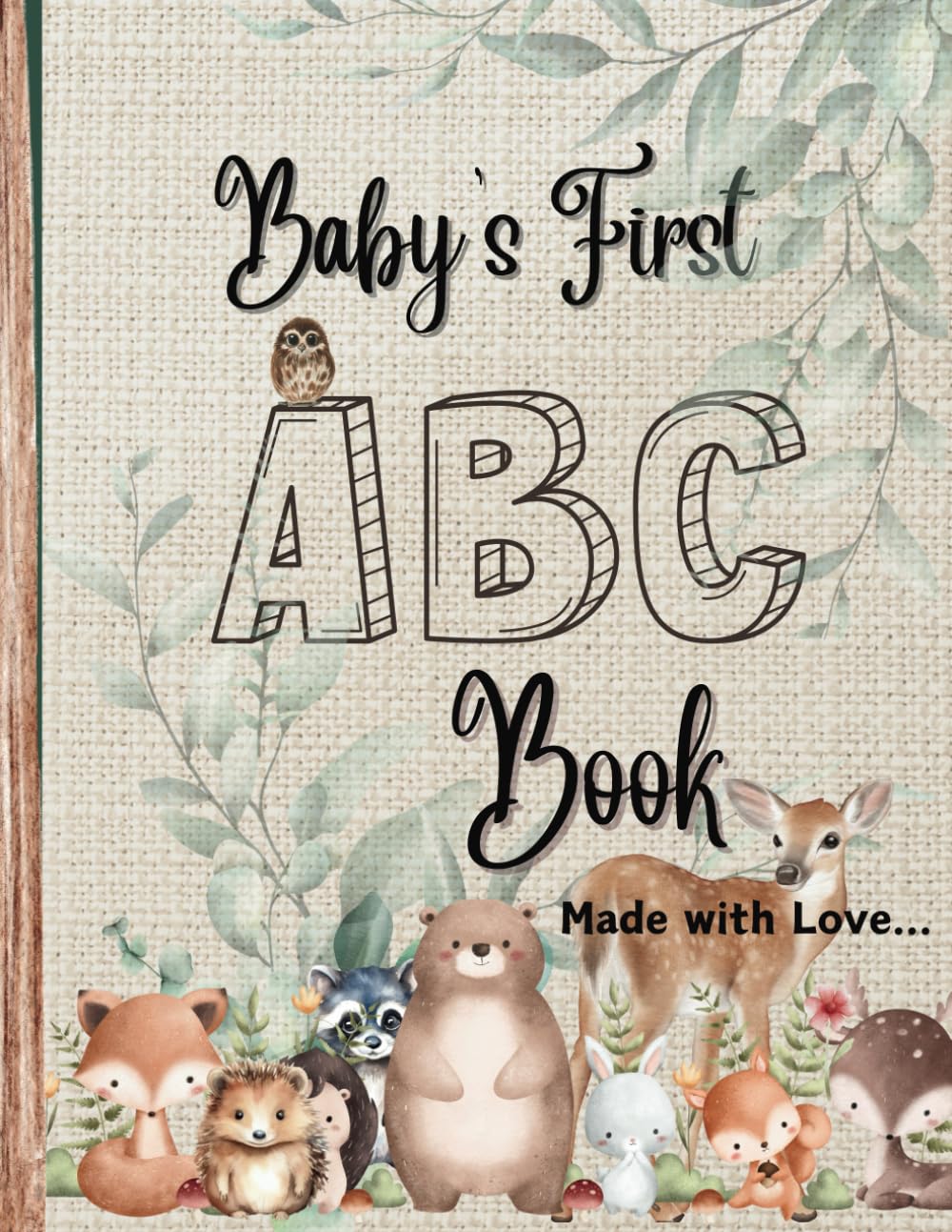 Baby’s First ABC Book: Coloring Page Guestbook For Baby Shower in Woodland, Forest & Animal Theme