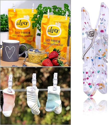 Miniatura 7 de Aylifu 100 pinzas de plástico transparente para ropa, clips de papel fotográfico brillante, clips de utilidad para manualidades, fiesta, adorno de