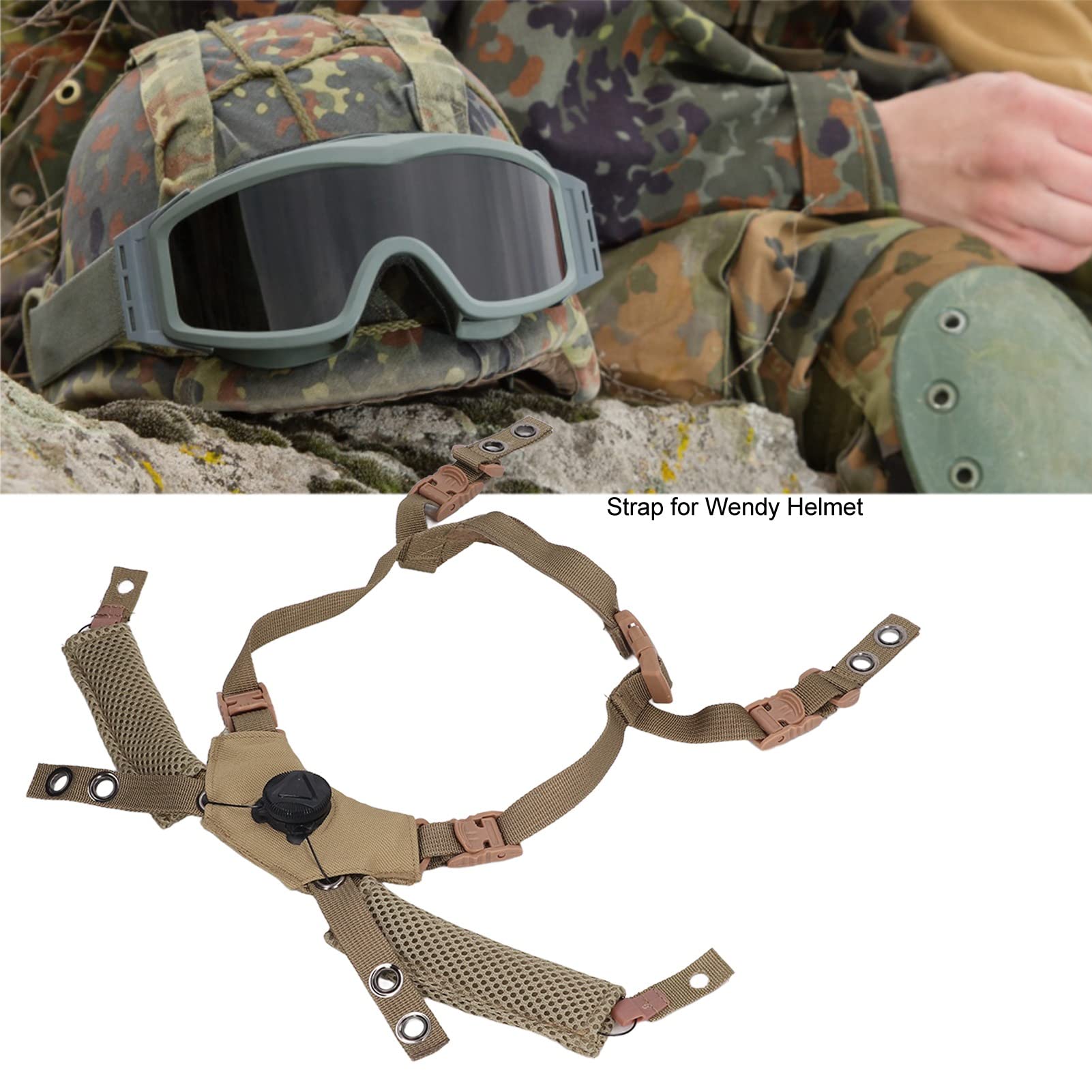 Garsent Système de Suspension à Cadran pour Casque, Mentonnière pour Casque Fast, Mich, Wendy, Réglable, Forte compatibilité, Matériau Nyon, Installation Facile