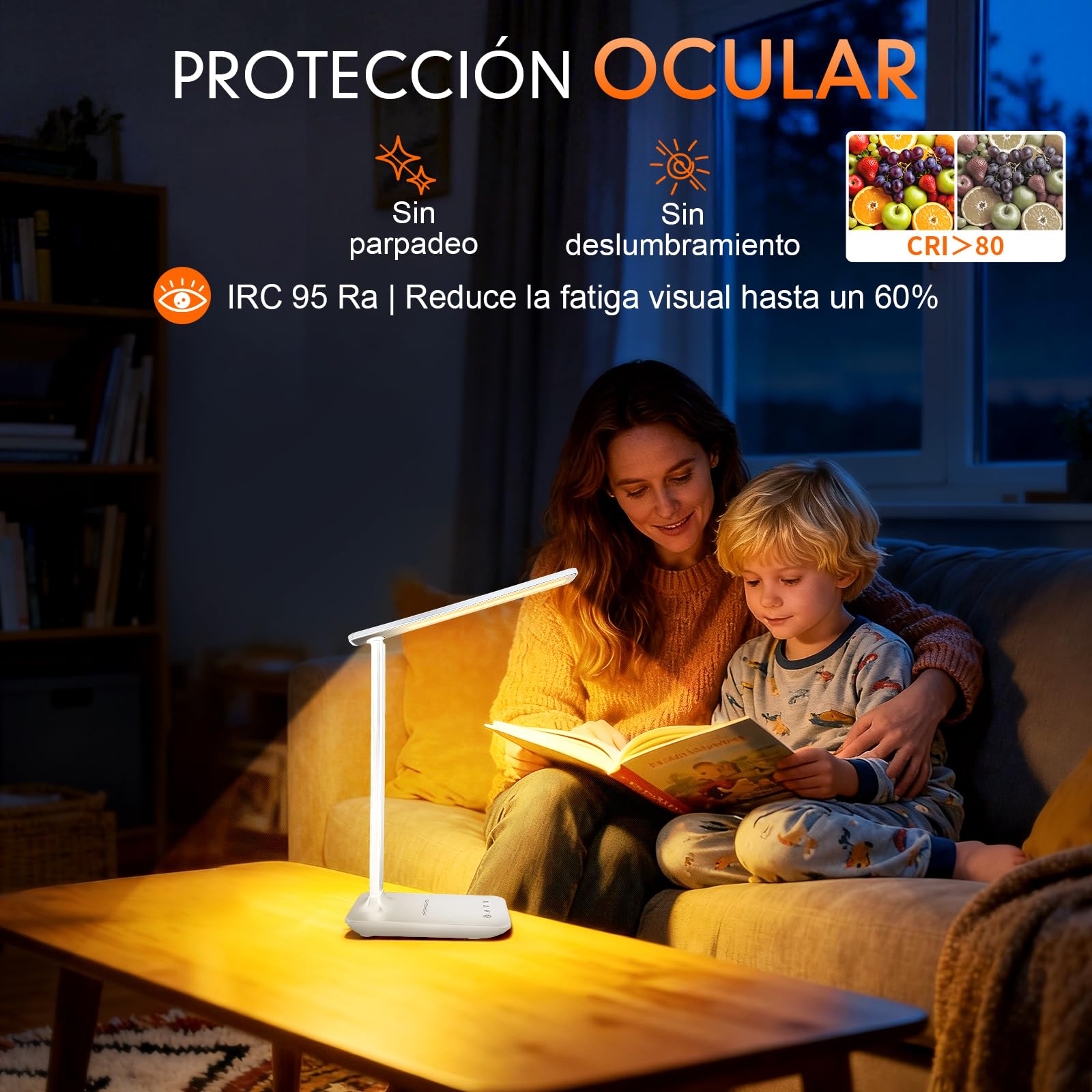 karidi Lámpara de Escritorio LED Recargable 4000mAh, 45 LEDs con Protección Ocular, 5 Modos de Color y 5 Niveles de Brillo, Control Táctil, USB-C, Plegable, Plegable para Oficina y Estudio (Blanco)