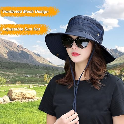 Miniatura 5 de Sombrero de pesca para mujer, sombrero de verano con protección UV, sombrero de pescador de malla ventilada al aire libre, senderismo, jardinería,