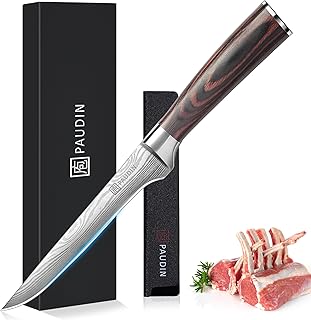PAUDIN Boning Knife 6 Inch, Super Sharp Fillet Knife, German High Carbon Stainless Steel Deboning Knife, Professional Boni...