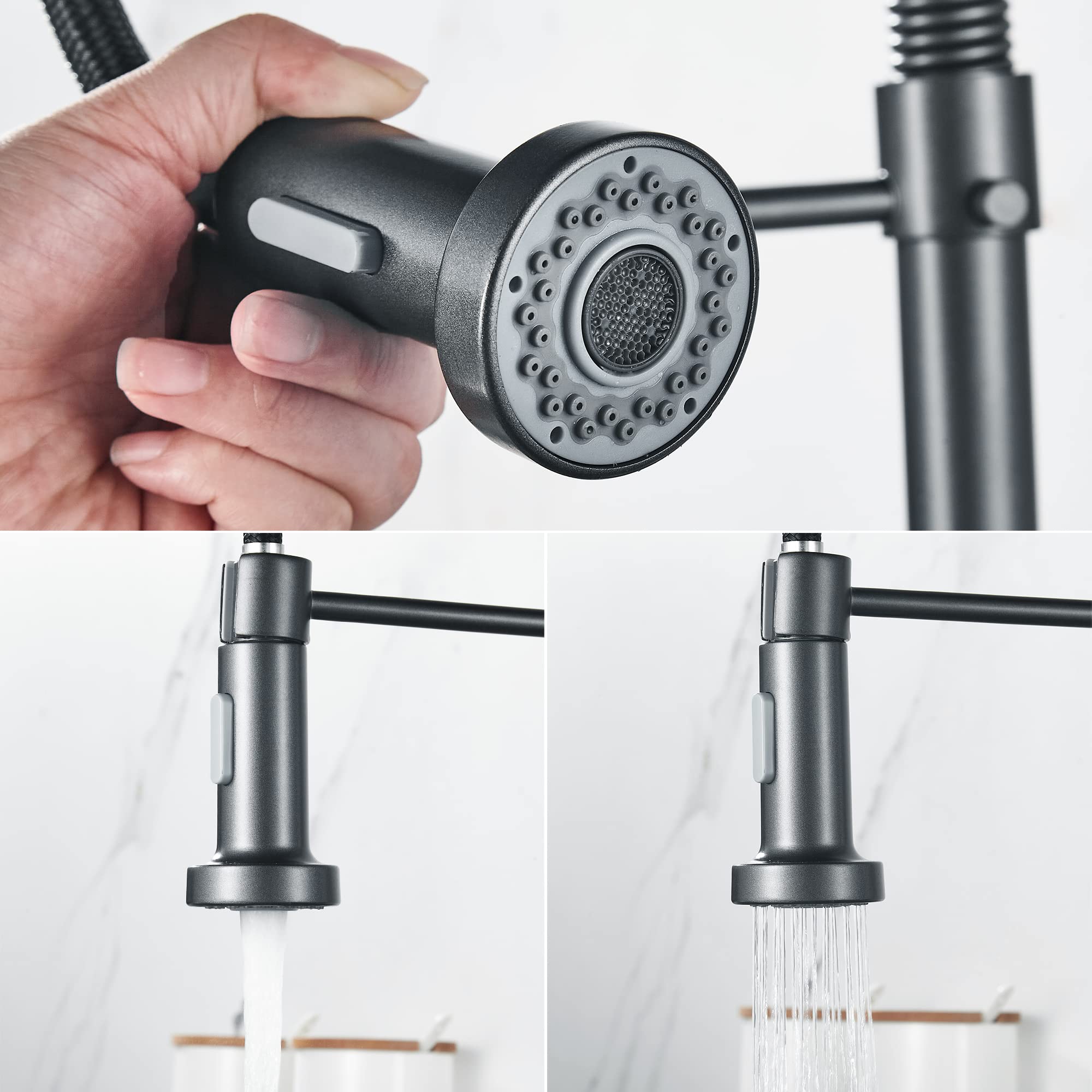Zwart Gouden Lente Pull Down Keukenkraan Mondstuk Dual Mode Watermixer Enkele handgreep Warm Koud 2 Uitgang Draaibare Keukenkranen kopen vanaf een prijs van 62