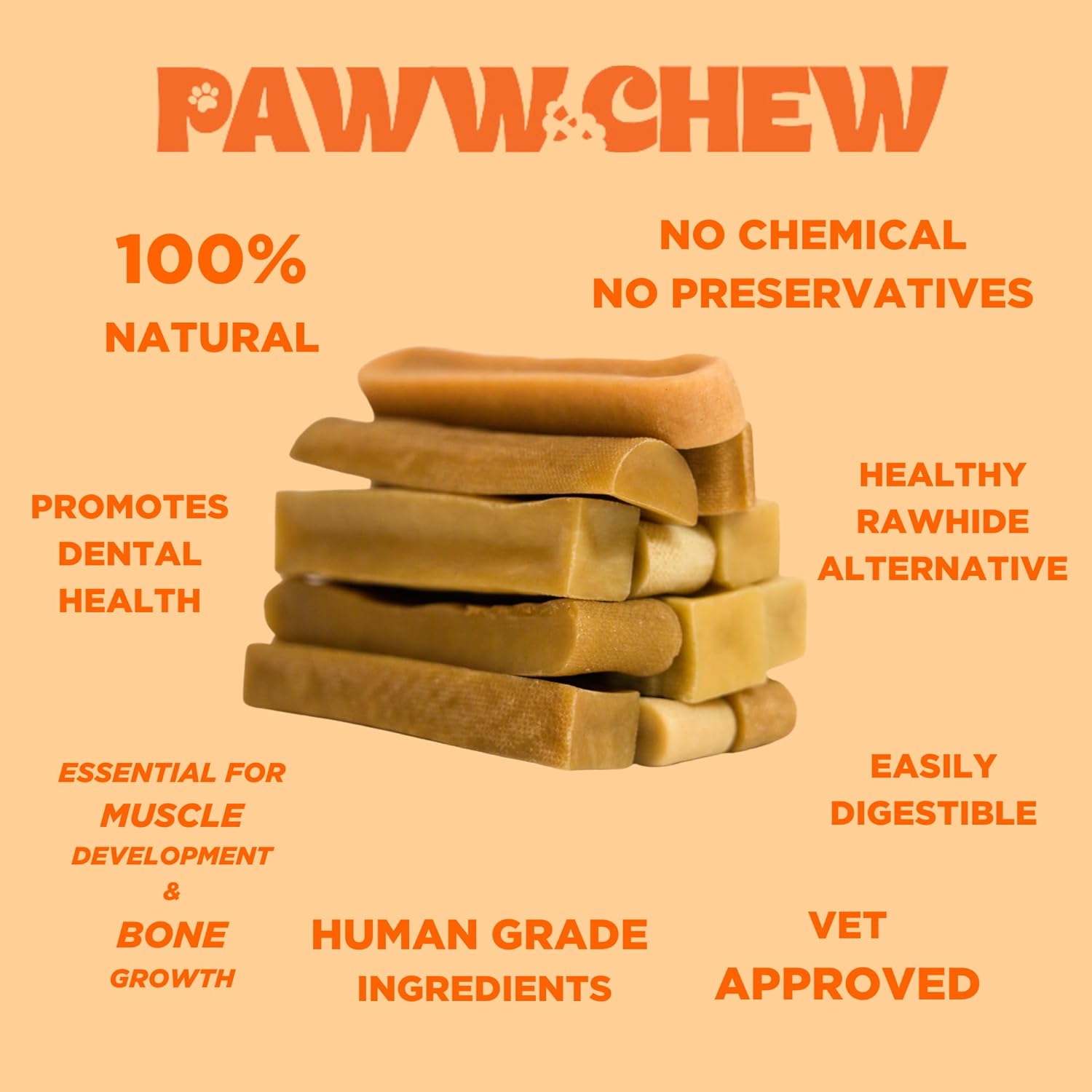 Paww Chew Yak Cheese Himalayan Dog Chews - All Natural Long Lasting Dog Treats, (Monster - 2 Pack) Odorless, High Protein Yak Chew, Great For Oral Health, Only 3 Ingredient Yak Bones for Power-Chewers