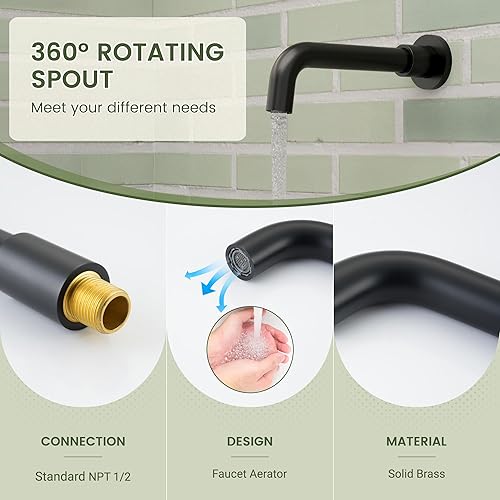 Miniatura 6 de CASAINC Kit de válvula de ducha y molduras, cabezal de ducha de lluvia redondo de 10 pulgadas con sistema de ducha montado en la pared (negro mate)