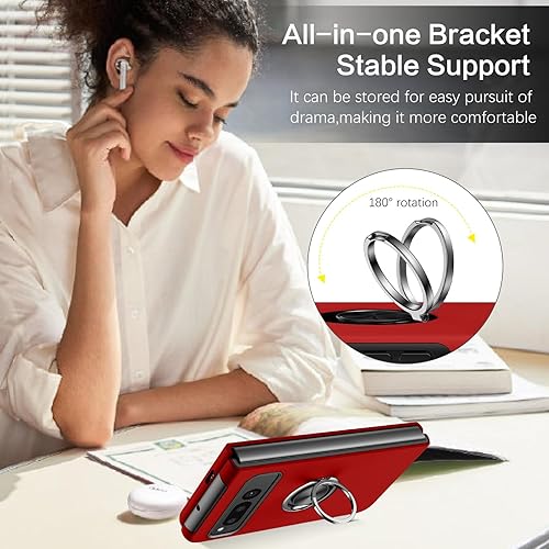 Miniatura 4 de BENTOBEN Funda plegable para Google Pixel (2023), protección completa de bisagra con soporte de anillo de 360, a prueba de golpes, soporte delgado,