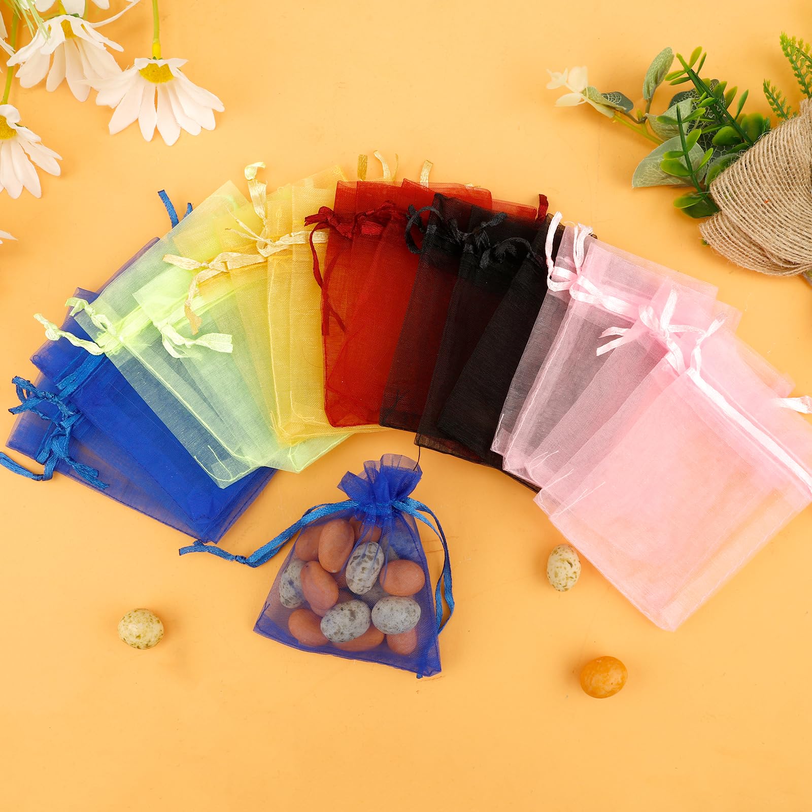 LUCKNIGHT 120 Pezzi Sacchettini Regalo Piccoli, Sacchetti Organza 10x15 cm, sacchetti per Confetti, 12 Sacchetti Portagioie Colorati per Matrimoni