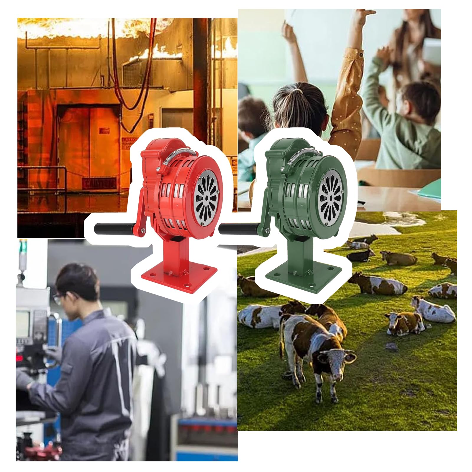 Herramienta de alarma de emergencia de 110 dB, alarma de manivela roja, alarma manual para seguridad al aire libre, bocina de manivela de supervivencia