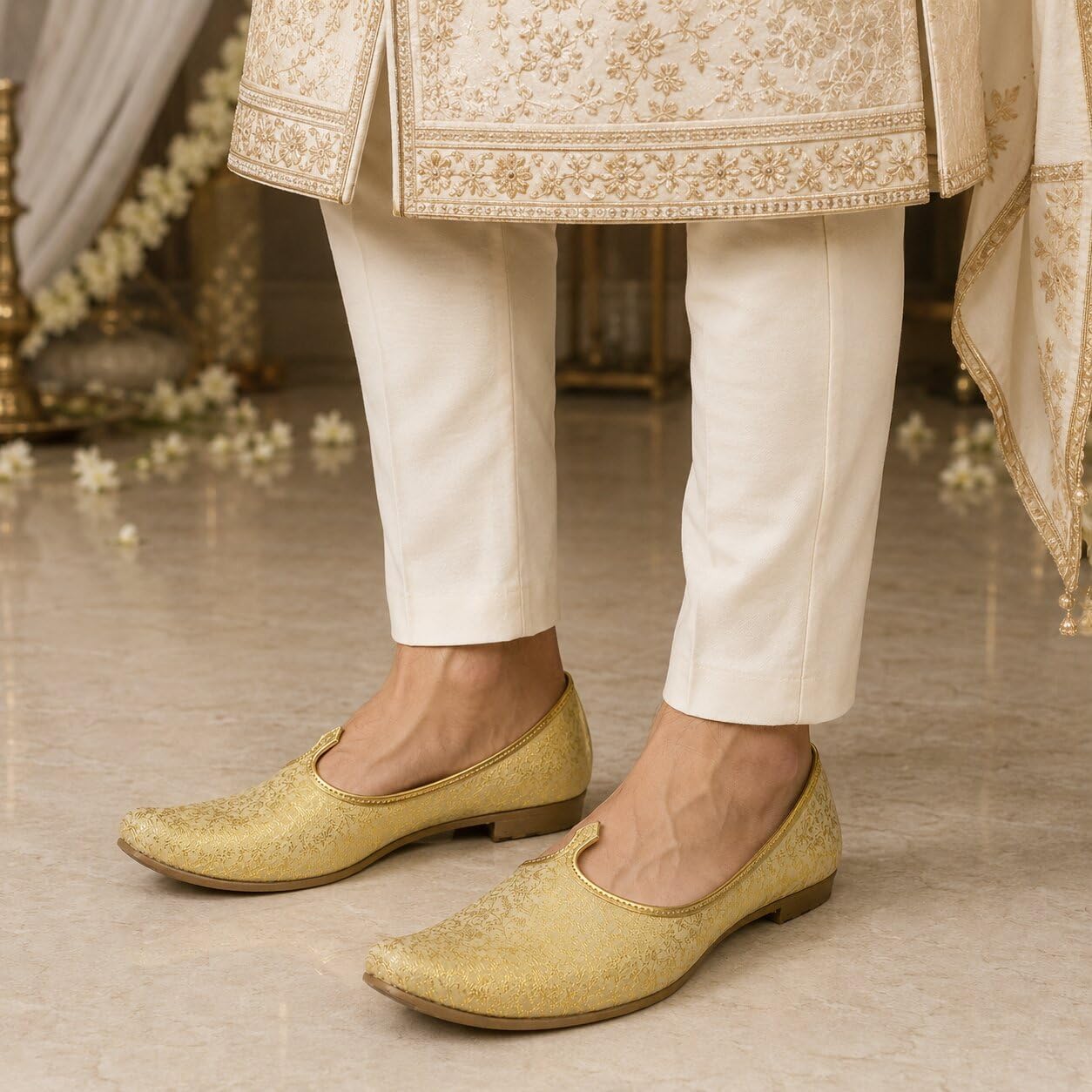 Back Open Men's Punjabi Jutti Handcrafted Traditional Ethnic Indian Footwear Comfortable & Stylish Mules Slip-On for Weddings & Casual Wear