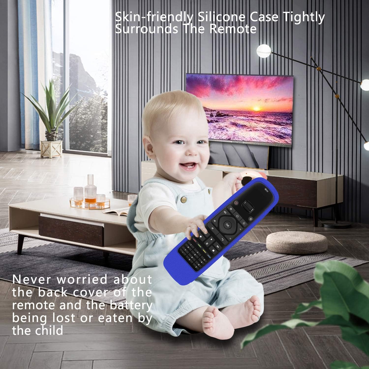 Protective Silicone Remote Case for Sofabaton U1 Universal Remote Control, Bluetooth Harmony Remote Shockproof Washable Skin-Friendly Remote Control Cover with Loop (Blue)