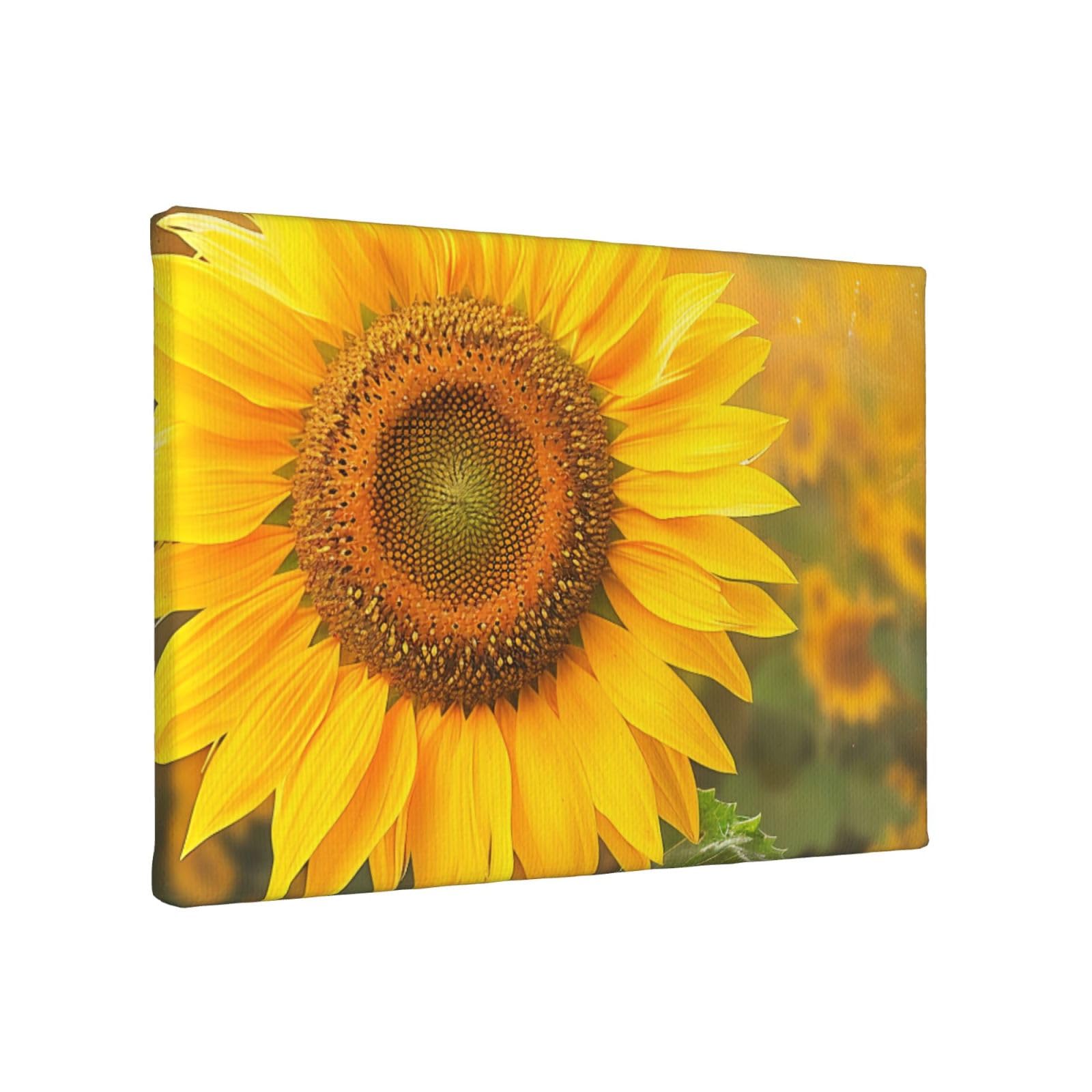 YKLJG Sunflower Printed Wall Art Canvas Painting 30x20 CM Wooden Framed Picture Painting Artwork Prints for Bedroom Kitchen Home Office Decor