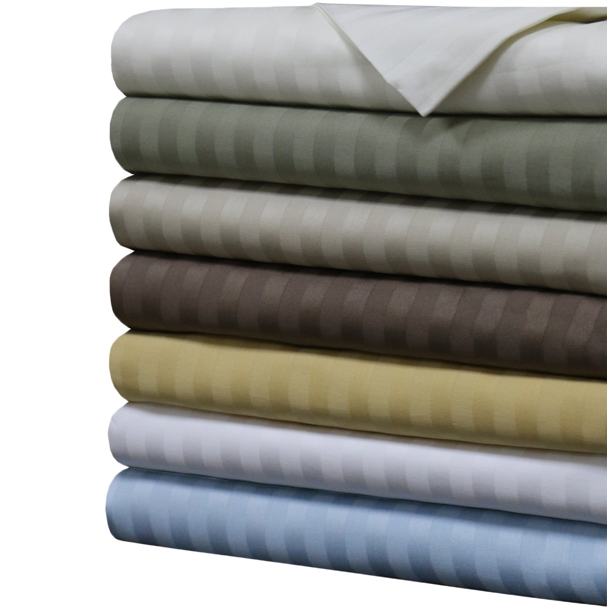 sheetsnthings Damask Stripes 1000-Thread-Count 100-Percent Cotton Queen Bed Sheets Set White