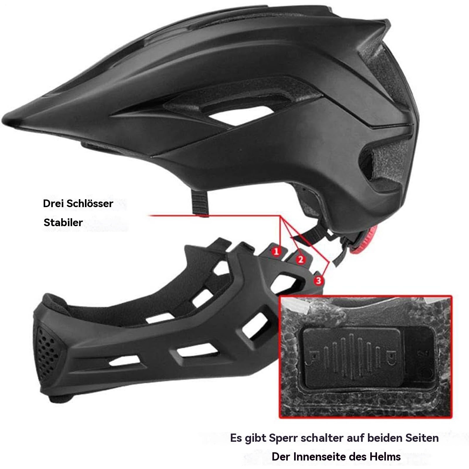 Kinder Full Face Bike Helm - Verstellbarer Kinderradhelm, Kinnschutz Impaktesfall -Sicherheitsausrüstung | Leichter Abdeckung Helm Scooter, Skateboarding Riding Outdoor zum Sportschutz