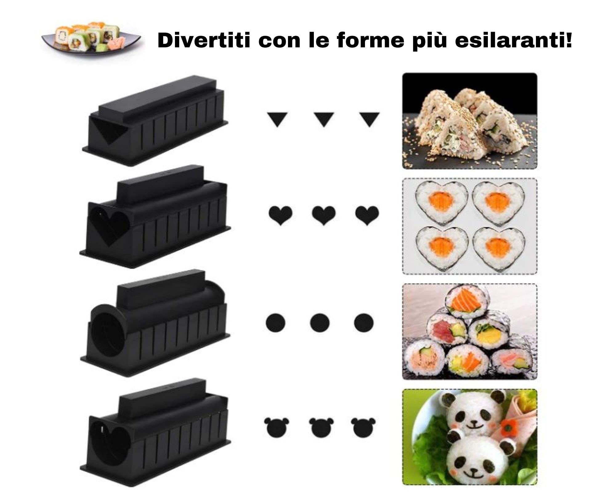 Eco Oxygen | Sushi Kit | Set de bricolage professionnel complet 23 pièces + GUIDE DE PRÉPARATION PDF | NOUVEAU 2022 | Natte de bambou | 8 moules x préparer le rouleau |