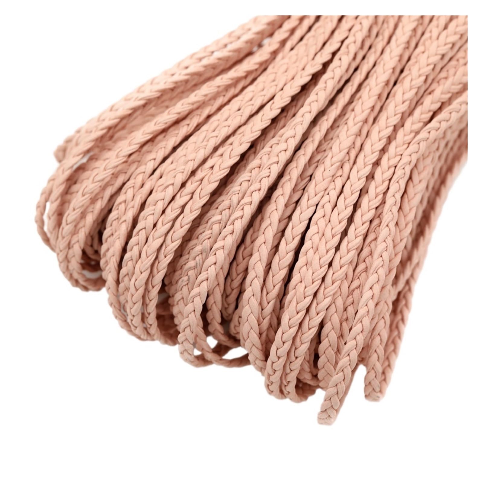 Genuine Braided Leather Cord 2meters 4mm Flat Braided Leather Bracelet Findings Cord String Rope DIY Necklace Making(Pink)