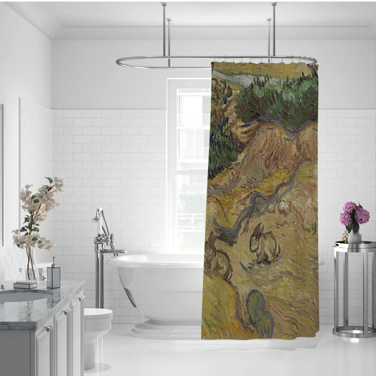 Rustikale Duschvorhänge Natur im Freien Hanglage Bauernhaus Bad Duschvorhang Hotel Qualität Premium Material Duschvorhang Set 180x180cm