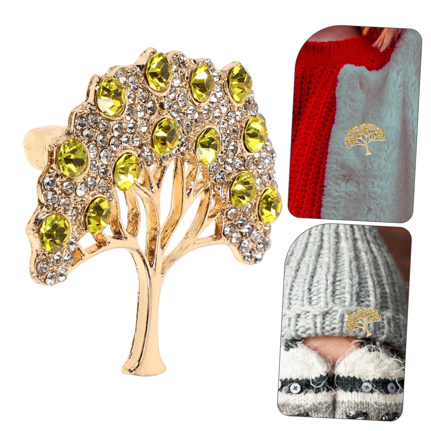 Broche, alfileres, Clip para Chal, Adorno para Sombrero, Diamantes de imitación, Colgante de Buena Suerte para Navidad, Ropa, aleación de Zinc Dorado