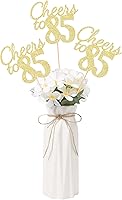 Vista 16 de Gexolenu Cheers to 21, paquete de 10 piezas de centros de mesa de cumpleaños número 21 con purpurina negra de doble cara para mesas, palitos
